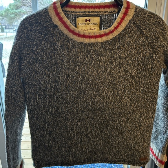 Roots Grey Marled Knit Cardigan with Red Stripe Detail - Picture 2 of 12